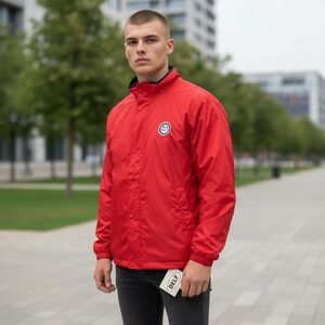 Vintage RARE Delf Sports Red Felusimo Design‎ Lightweight Zip Up Jacket Size XL